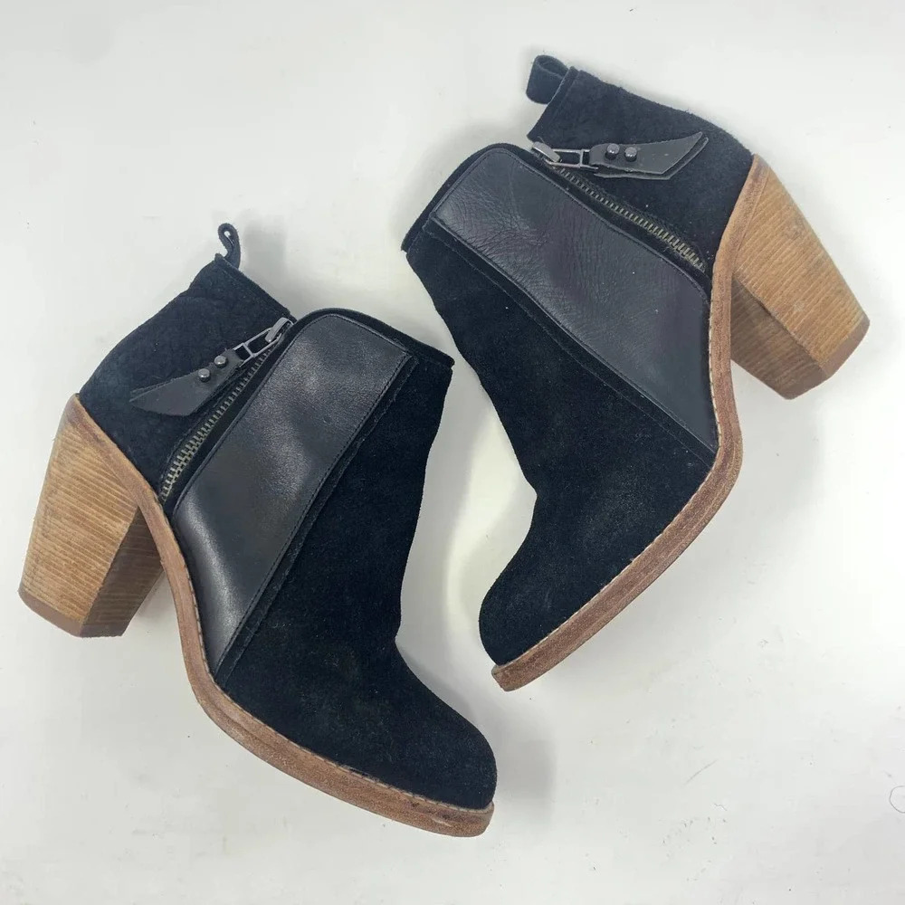 Matt Bernson Black Suede Leather Holt Ankle Bootie
